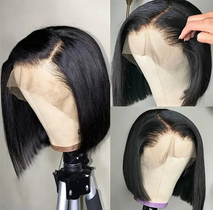 Brazilian 10"Brazilian Hair Glueless Frontal Lace Short Straight Bob Wig