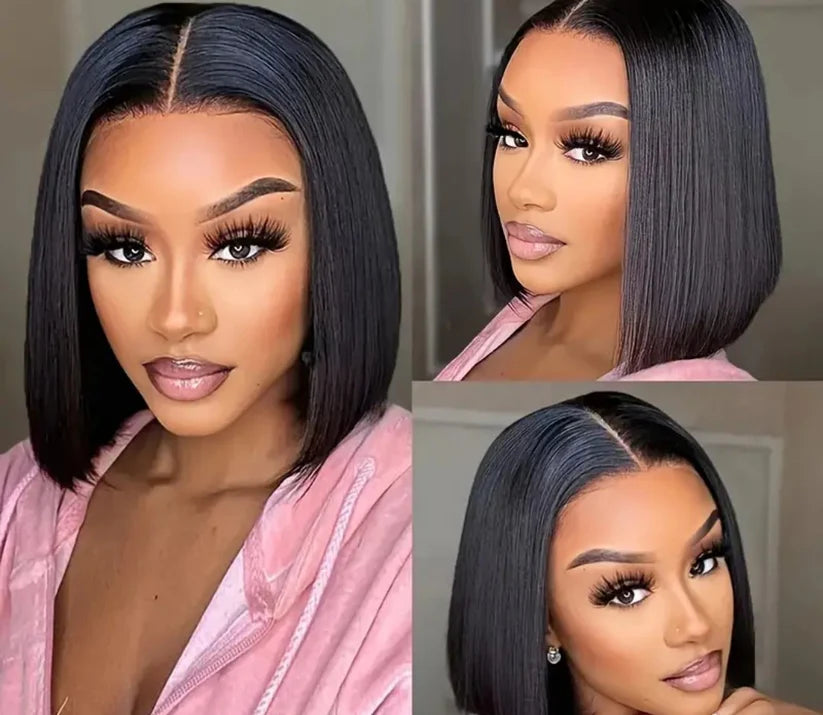 Brazilian 10"Brazilian Hair Glueless Frontal Lace Short Straight Bob Wig