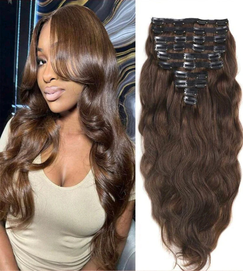 Brown wave clip-in